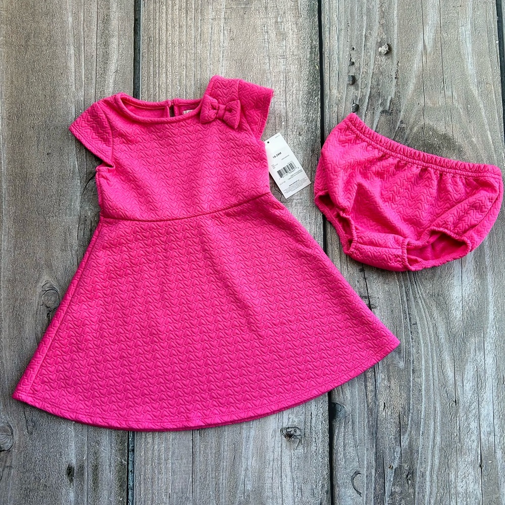 George size 18-24mths Pink Textured A-Line Dress with Matching Bloomers, new